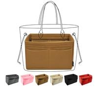 OMYSTYLE Grand Organiseur de Sac à Main en Feutre Marron pour Fourre-Tout, 5 Tailles, Compatible avec Neverfull, Speedy etc (29 x 15 x 17,5 cm)