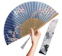 OMyTea Éventail pliable pour femme - Éventail pliable chinois japonais vintage en soie de bambou - pour flash chaud, église, décoration, EDM, festival de musique, danse, fête, spectacle, cadeau (Red