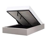 OMYZ - Lit coffre STADA 160x200 cm - tissu beige - sommier inclus
