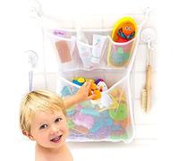 OMZGXGOD Organiseur de salle de bain pour jouets de bain, rangement de jouets de bain avec plusieurs poches, rangement de jouets de bain, filet de jouets avec 4 crochets autocollants