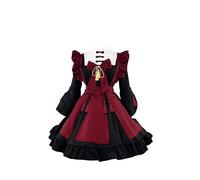 OMZIN Anime Japonais Cosplay Gothique Robe pour Femme 3/4 Manches à Volants Lolita French Maid Robes Noir 4XL