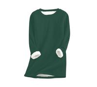 OMZIN Femmes Basic Pull Vendanges Blouse Casual Fleece Chemise Extérieure Vert 4XL