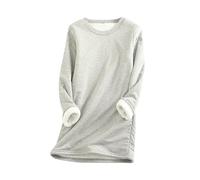 OMZIN Femmes Extensible Pull À Manches Longues Quotidien Extérieur Blouse Vacances Chemise Vendanges Gris Clair XL