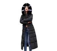 OMZIN Femmes Hiver Maxi Doudoune Avec Capuche Fourrure Synthétique Longue Parka Poches Tampon Veste