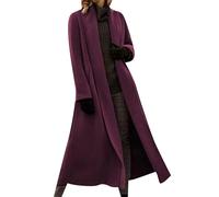 OMZIN Femmes Manteau Décontracté En Laine Blend Hiver Lapel Peacoat Mi-long Avec Poche Lila L