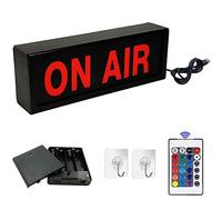 ON AIR - Panneau lumineux LED à suspendre au mur - Alimenté par piles ou USB - Avec télécommande, crochets, nombreux modes d'éclairage - Pour studio d'enregistrement, bureau à domicile, podcast en