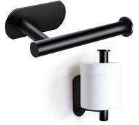 On and Off Porte Papier Toilette, Support Premium sans Perçage, Porte Rouleau Papier Toilette Mural en Acier Inoxydable pour Cuisine et Salle de Bain, Noir
