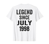 on Back - 28 Décorations d'anniversaire 28 Ans Juillet 1998 28e Anniversaire T-Shirt