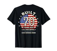 on Back - 70e Anniversaire Homme Vintage 1956 70 Ans Drapeau américain T-Shirt