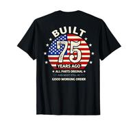 on Back - 75e Anniversaire Homme Vintage 1951 75 Ans Drapeau américain T-Shirt