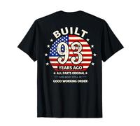 on Back - 93e Anniversaire Homme Vintage 1933 93 Ans Drapeau américain T-Shirt