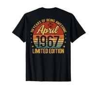 (on Back) Retro Vintage Avril 1967 59-Year-Old 59th Birthday T-Shirt