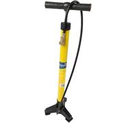 On Bike Pompe d'atelier de vélo Tubulaire en métal Jaune, raccord en Laiton, poignée Ergonomique, Valve à Trois Pieds à gonflage Rapide en Forme de T