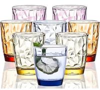 [On dirait du verre] 300 ml Paquet de 8 pièces Tasse en plastique, Sûr, Résistant aux bris, Résistant à la chaleur, Ne contient pas de bpa, Peut être lavé avec un lave - vaisselle (4 couleurs)