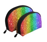 on dirait Un Arc-en-Ciel avec des Paillettes, Trousse de Maquillage Coquille Femme Petit Porte-Monnaie Trousse de Toilette Trousse à cosmétiques 2 pièces