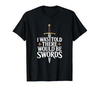 on m'a Dit qu'il y aurait des épées T-Shirt Graphique avec Valeur, Homme, Noir, XL