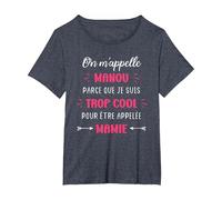 on m'appelle Manou Parce Que Cool pour être appelée Mamie T-Shirt, Femme Grandes Tailles, Bleu Chiné, 1X