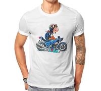 on Motercycle Fashion Tshirts Gaston Lagaffe Comics Men Graphic Pure Cotton Streetwear T Shirt Round Neck Oversized White XXL