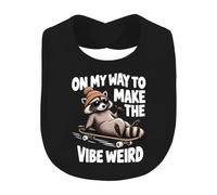 On My Way To Make The Vibe Bavoir pour bébé Motif raton laveur, noir | Skateboard, cool, raton laveur, panda, lunettes de soleil, bonnet, shaka, hang loose, amusant, amusant, skateboard, vintage