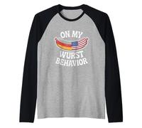 on My Wurst Behavior Oktoberfest Funny German American Flags Manche Raglan