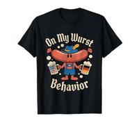on My Wurst Behavior Oktoberfest Funny German American Flags T-Shirt