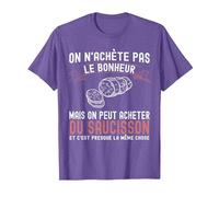 on n'achète Pas Bonheur Cadeau Apéro Humour Saucisson Drôle T-Shirt, Homme, Violet Chiné, 3XL