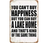 On ne peut pas acheter le bonheur, mais on peut acheter un lac. Plaque décorative originale, vintage et amusante pour la maison, le jardin, les cafés, les bureaux, les boutiques, les bars et les club