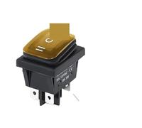 ON OFF KCD4 oil proof switch four feet 2 file red green with lights six foot rocker power switch LED 12V 220V NWPNLXEA(3END YELLOW,12-24V)