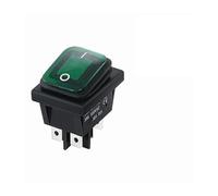 ON OFF KCD4 oil proof switch four feet 2 file red green with lights six foot rocker power switch LED 12V 220V NWPNLXEA(6PIN GREEN,220V)