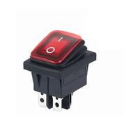 ON OFF KCD4 oil proof switch four feet 2 file red green with lights six foot rocker power switch LED 12V 220V NWPNLXEA(4PIN RED,12-24V)