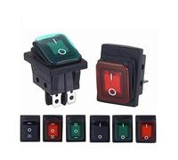 ON OFF KCD4 oil proof switch four feet 2 file red green with lights six foot rocker power switch LED 12V 220V NWPNLXEA(3END GREEN,12-24V)