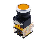 ON-OFF Momentary/Latching Push Button Switch 22mm 4 Screws Circular Small Size Flat Round Panel Cutout LA38-11BN LA38-11BNZS NWPNLXEA(Gelb,Self-reset)