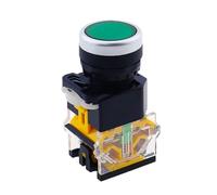 ON-OFF Momentary/Latching Push Button Switch 22mm 4 Screws Circular Small Size Flat Round Panel Cutout LA38-11BN LA38-11BNZS NWPNLXEA(Green,Self-reset)