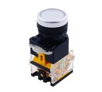 ON-OFF Momentary/Latching Push Button Switch 22mm 4 Screws Circular Small Size Flat Round Panel Cutout LA38-11BN LA38-11BNZS NWPNLXEA(Weiß,Self-reset)