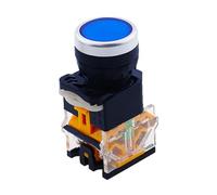 ON-OFF Momentary/Latching Push Button Switch 22mm 4 Screws Circular Small Size Flat Round Panel Cutout LA38-11BN LA38-11BNZS NWPNLXEA(Blau,Self-reset)