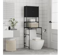 (ON SALE)Armoire haut de salle de bain,Meuble de machine à laver noir 68x48,5x194 cm 18594