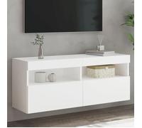 (ON SALE)Armoire TV murale - Design mur - Commode Haut/Meuble HIFI - avec lumières LED blanc 100x30x40 cm EU304877
