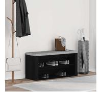 (ON SALE)Banc à chaussures - Capacité 16 Paires, - Chêne noir - 100x35x45 cm ,Bois d'ingénierie,pour Couloir/Vestiaire EU176373