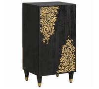 (ON SALE)Buffet bahut salon - Armoire Salle à manger avec étagère Noir 40x33x75 cm Bois de mangue massif @FR7881019