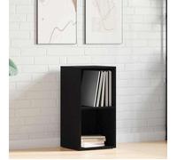 (ON SALE)Meuble Étagère/Support multimédia, Boîtes de rangement LP - Chêne noir - 71x34x36 cm ,Bois ingénierie EU983492
