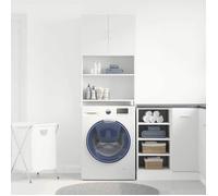 (ON SALE)Meuble haut de salle de bain,Meuble WC de machine à laver blanc bois d'ingénierie 31044