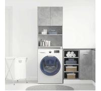 (ON SALE)Meuble haut de salle de bain,Meuble WC de machine à laver gris béton bois d'ingénierie 65999