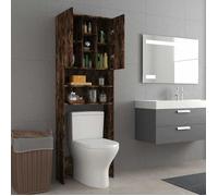 (ON SALE)Meuble haut de salle de bain,Meuble WC pour machine à laver Chêne fumé 64x25,5x190 cm 59571