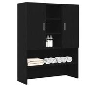 (ON SALE)Meuble haut de salle de bain,Meuble WC pour machine à laver chêne noir 70,5x25,5x90 cm 25124