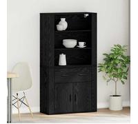 (ON SALE)Meuble Salon/Rangement Cuisine - Buffet - Chêne noir - 80x33x150 cm ,Bois d'ingénierie EU346266