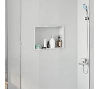 (ON SALE)Niche de Douche - Niche Salle de Bain Blanc 45x30x9.5 cm Acier inoxydable EU716473