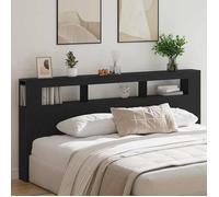 (ON SALE)Panneau de tête pour lit - Tête de lit LED avec étagère - Chêne noir - 220x18.5x103.5 cm EU961532