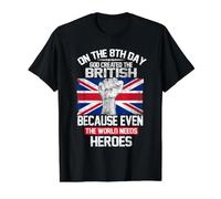 on The Eighth Day God Created The British Pride Heroes T-Shirt Graphique avec Valeur, Homme, Noir, M
