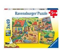 Ravensburger Puzzle enfant Viel los auf dem Bauernhof 3x49 pièces À partir de 5 ans multicolore