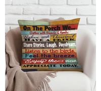 On The Porch Decor Rules Housses de coussin 45,7 x 45,7 cm, taie d'oreiller pour banc de style rustique, lit, canapé, coussin décoratif pour porche, cadeaux de pendaison de crémaillère